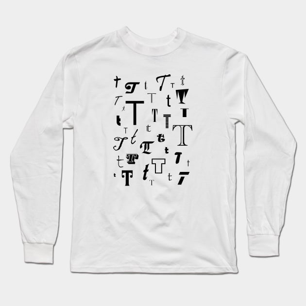 Funny Wordplay Pattern of many Letter T Long Sleeve T-Shirt by tonyponline